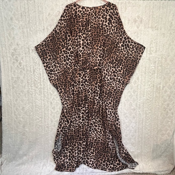 Good American Animal Leopard Print Kimono Robe Sz 16-28 Tie Sash - Picture 12 of 16
